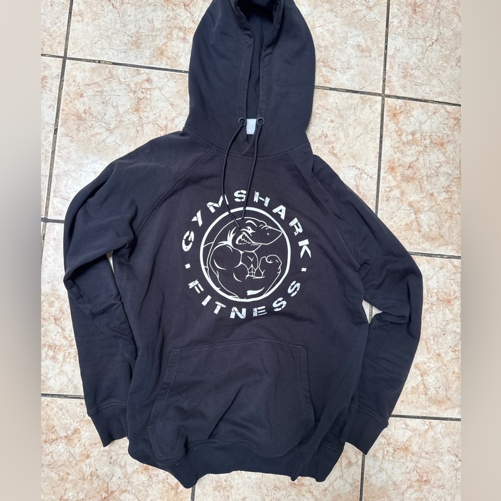 Gymshark Black Hoodie with White Fitness Logo